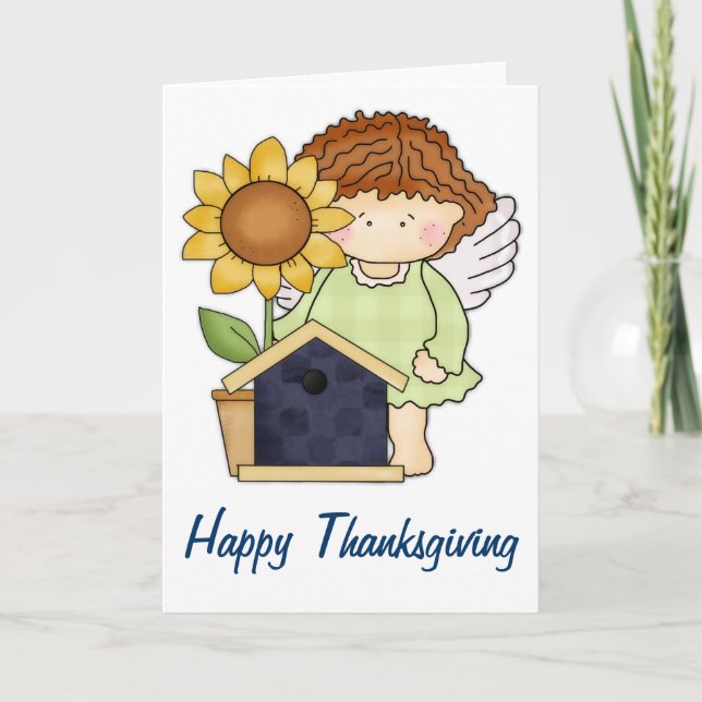 Fall Angel con tarjeta de acción de gracias feliz  (Anverso)