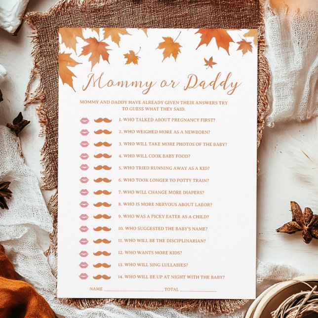 Fall Baby Shower Adivina Quién es la tarjeta de ju (Subido por el creador)