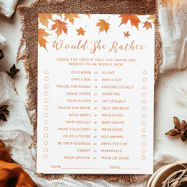 Fall Baby Shower Prefiere Tarjeta De Juego