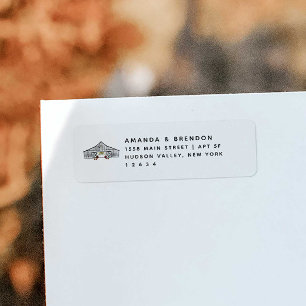 Fall Barn con etiqueta de dirección de devolución 