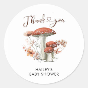Fall Boho Mushroom Floral Gracias Pegatina