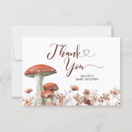 Fall Boho Mushroom Floral Gracias Tarjeta