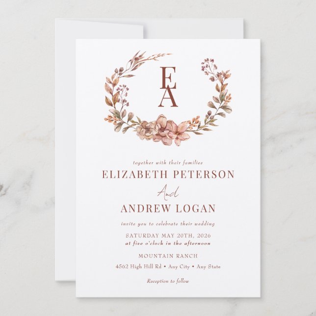 Fall Bouquet | Invitaciones a bodas de monograma (Anverso)