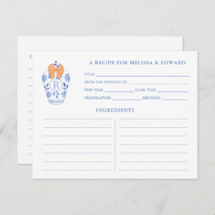 Fall Bridal Shower Monograma Tarjeta de receta