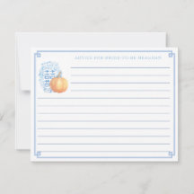 Fall Bridal Shower Pumpkin Consejos Para Tarjeta D