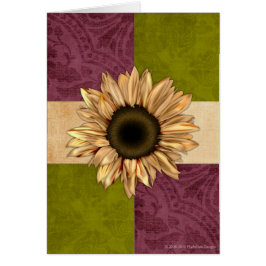 Fall Colours Sunflower Blank Grey Card