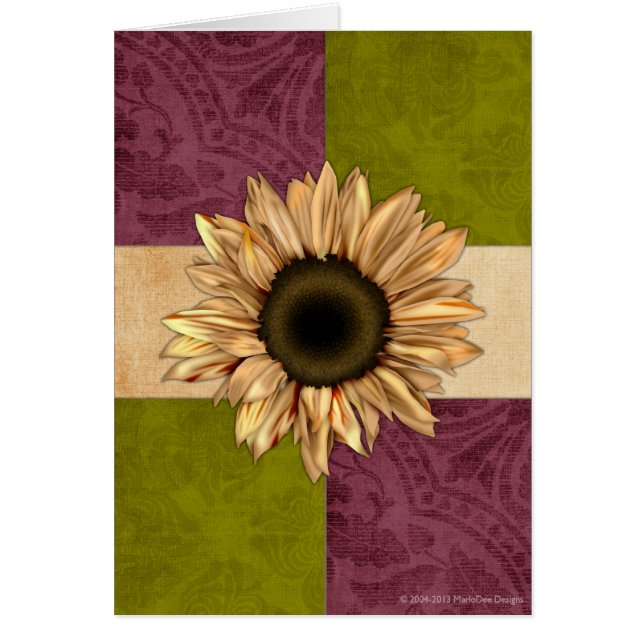 Fall Colours Sunflower Blank Grey Card (Frente)