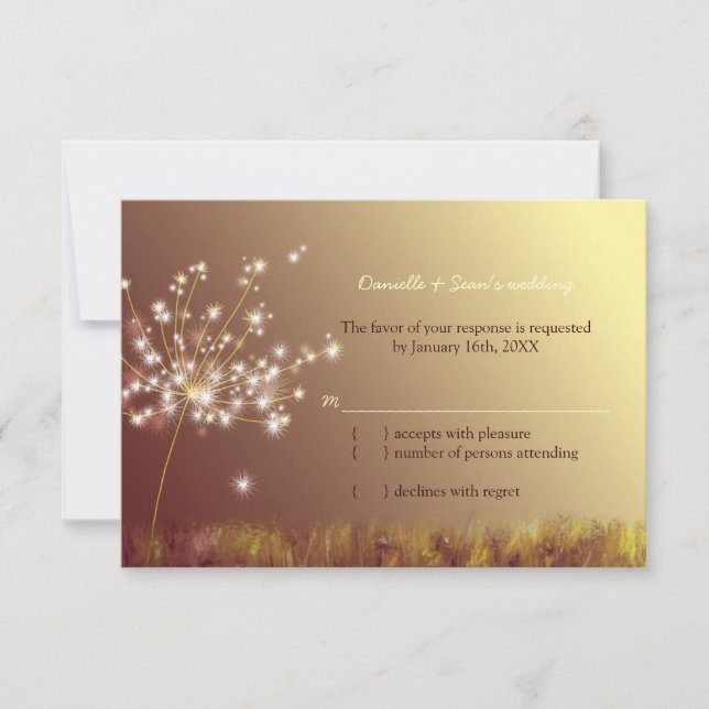 Fall Dandelion Field Wedding Tarjeta RSVP (Anverso)