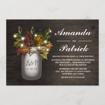 Fall deja invitaciones a la boda rústica de Mason 