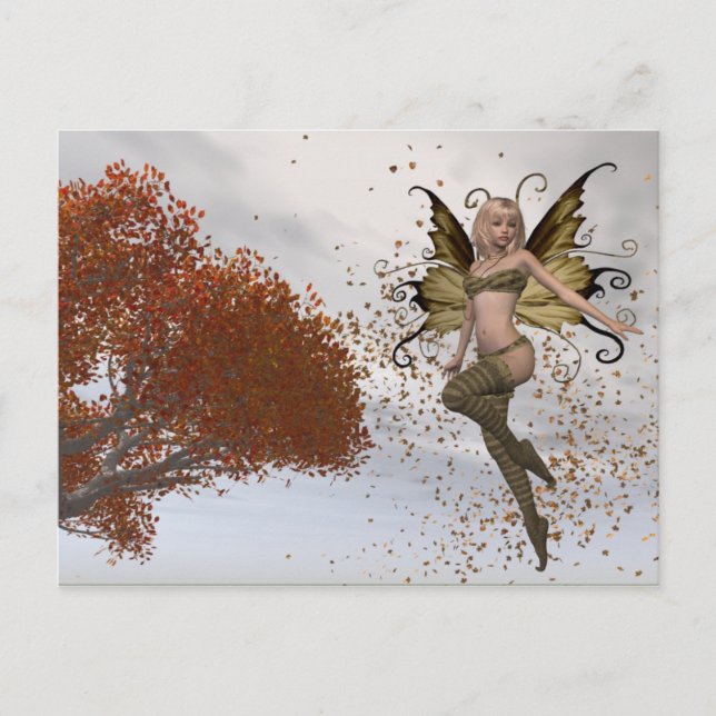 Fall Faerie Design 1 - Postal fantástica (Anverso)