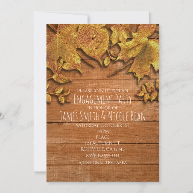 Fall Faux Gold Leaf Art Elegantes Invitaciones de  (Anverso)