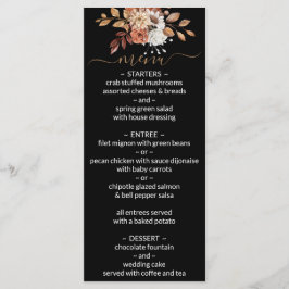 Fall Floral Bouquet Black Boda Menú
