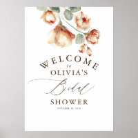 Fall Floral Elegal Bridal Shower Señal de bienveni