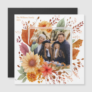 Fall Floral Family Photo Thankending Magnet Card