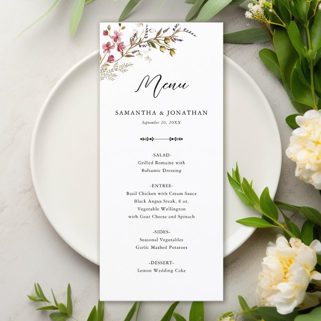 Fall Floral Wildflowers Wedding Reception Menu (Subido por el creador)
