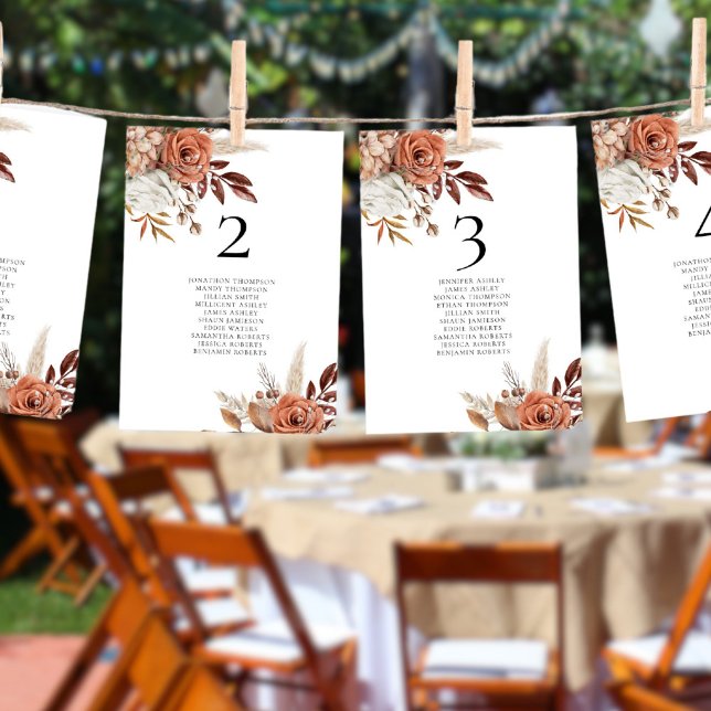 Fall Florals Número de tabla Nombres Tarjeta de gr (Edit and Add each card to your cart individually)