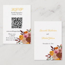 Fall Flower White RSVP con tarjeta de gabinete de 