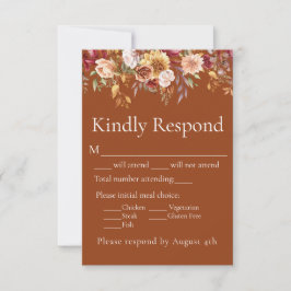 Fall Foliage Floral Terracotta Wedding RSVP