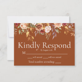 Fall Foliage Floral Terracotta Wedding Tarjeta RSV