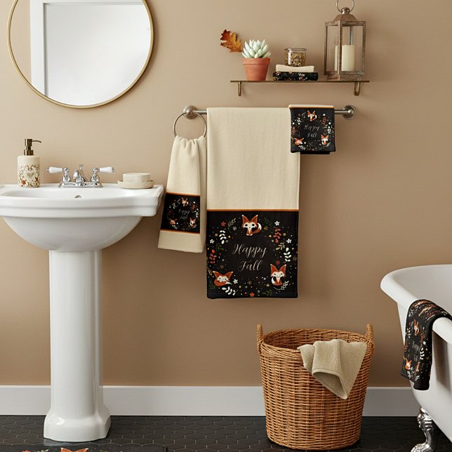 Fall Foxes with customizable text  Bath Towel Set (Subido por el creador)