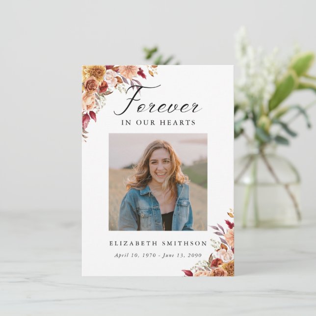 Fall Funeral para siempre en nuestro corazón Poema (Anverso de pie)