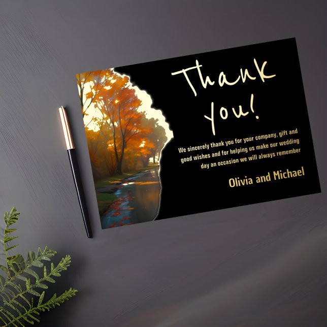 Fall Garden Sunrise Black and gold Gracias tarjeta (Subido por el creador)