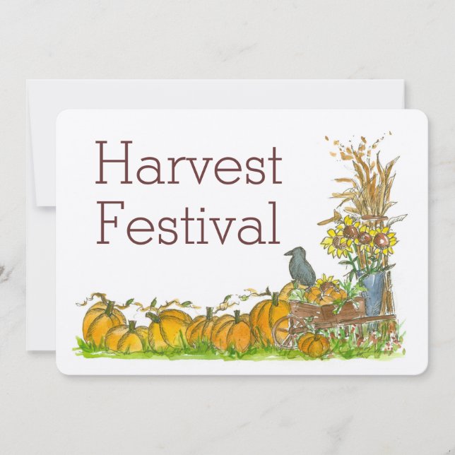 Fall Harvest Festival Invitación Calabaza Parche A (Anverso)