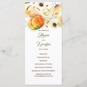 Fall Harvest Pumpkins Sunflowers Programas de Boda
