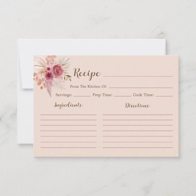 Fall In Love Elegant Boho Bridal Recipe Card (Anverso)