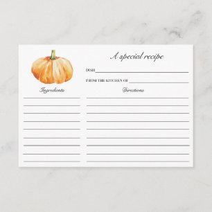 Fall in Love Pumpkin Bridal Shower Recipe tarjeta