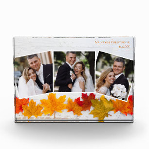 Fall Leaf Collage de fotos recién casado Boda de o