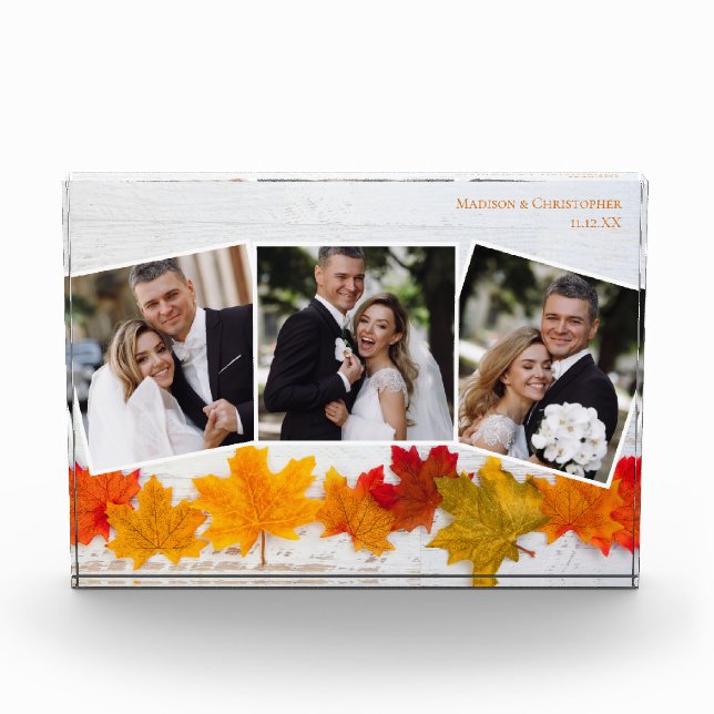 Fall Leaf Collage de fotos recién casado Boda de o (Anverso)