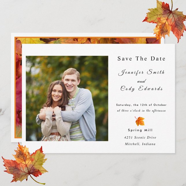 Fall Leaves Foto Boda Guardar La Invitación De Fec (Subido por el creador)