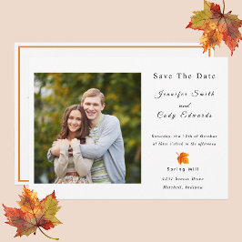Fall Leaves Foto Boda Guardar La Invitación De Fec