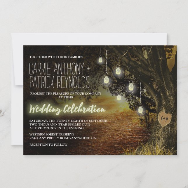 Fall Leaves Invitaciones a la boda de roble de Mas (Anverso)