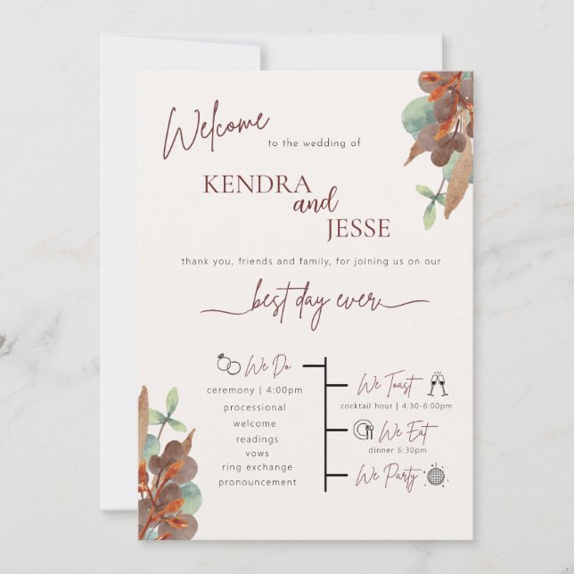 Fall Modern Floral Autumn Boda Ceremony (Anverso)