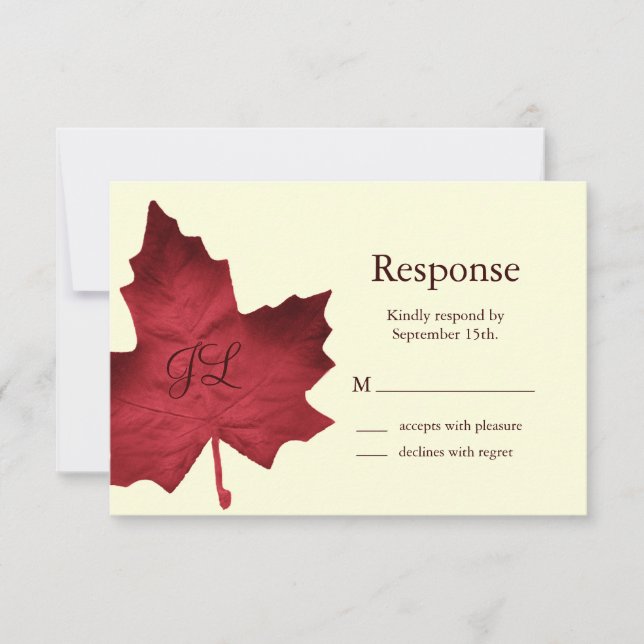 Fall Monogrammed RSVP (rojo) (Anverso)