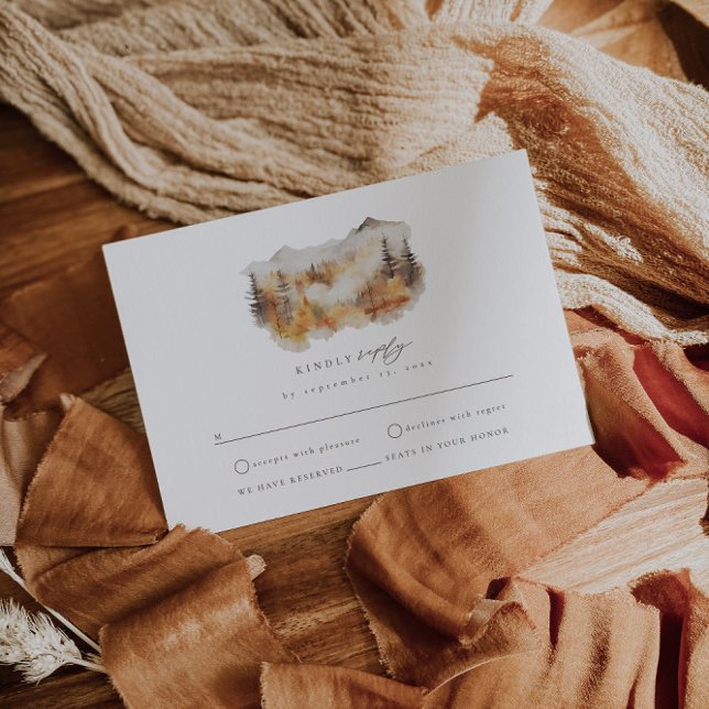 Fall Mountain Wedding RSVP Tarjeta de Gabinete (Subido por el creador)