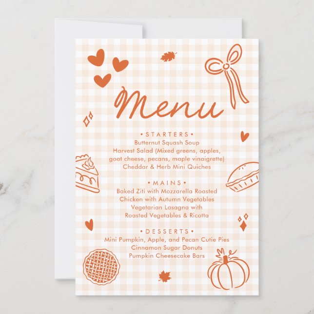 Fall Orange Hand Drawn A Little Cutie Pie Menu (Anverso)