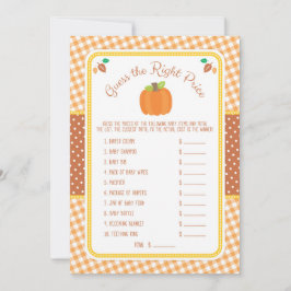 Fall Pumpkin Baby Shower Adivina la tarjeta de jue