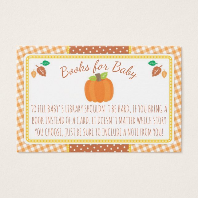 Fall Pumpkin Baby Shower Book Request Card (Anverso)