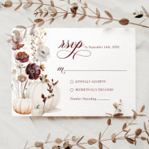 Fall Pumpkin Wildflower Wedding RSVP