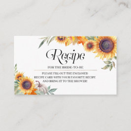 Fall Sunflower Bridal Shower Receta Receta Tarjeta
