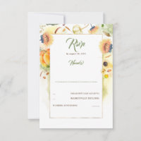 Fall Sunflowers and Pumpkins Wedding RSVP