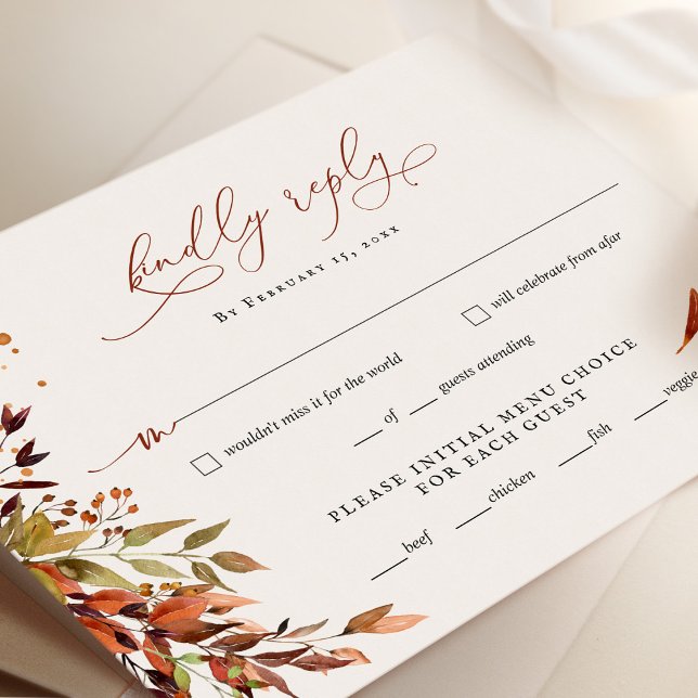 FALL Tarjeta de respuesta RSVP de boda de guión Mi (Subido por el creador)