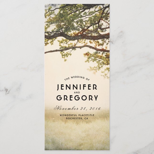 Fall Tree Rama Programas de Bodas Rústicas (Anverso)