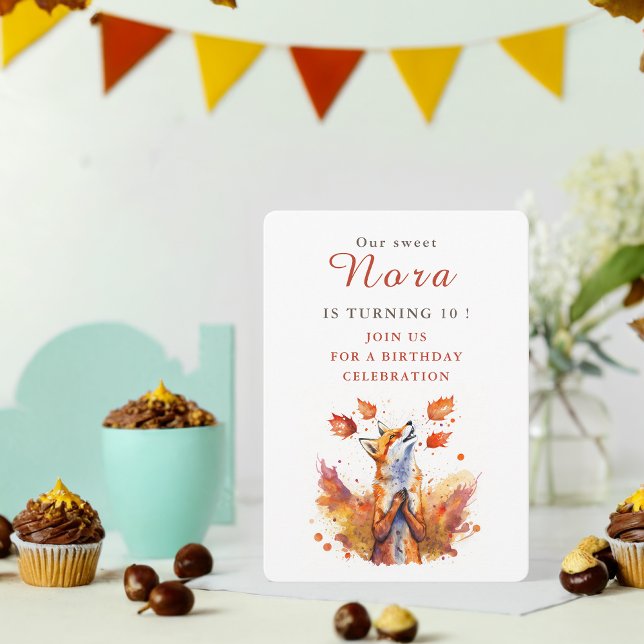 Fall vibes Fox - Tarjeta de invitación de cumpleañ (Subido por el creador)