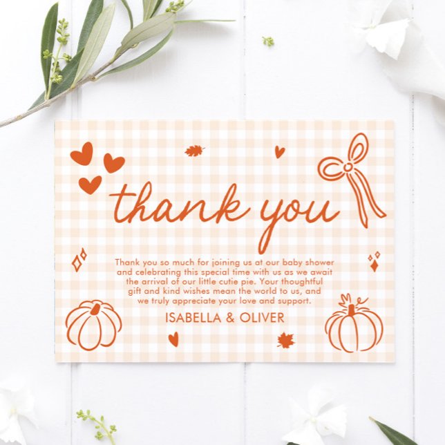 Fall Whimsical Un pequeño calabaza Gracias tarjeta (Fall Whimsical A Little Pumpkin Thank you card)