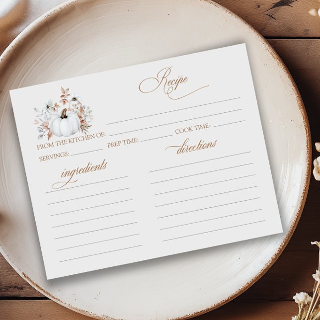 Fall White Pumpkin Brillante Ducha Tarjeta de Rece (Subido por el creador)