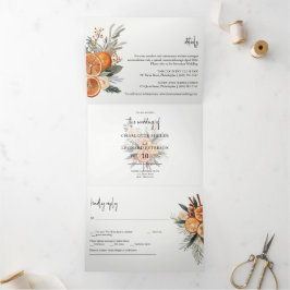 Fall Winter Wedting Invitación Tri-Fold
